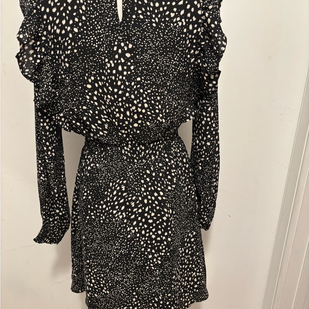 Forever 21 Black and White Ruffled Sheath Mini Dress